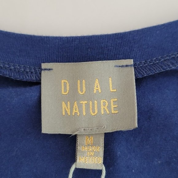 DUAL NATURE ruffle sleeveless shift midi dress blue Sz M NEW - Picture 6 of 7